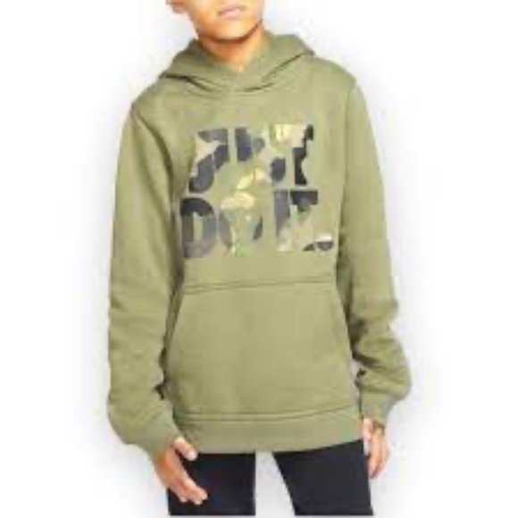Nike Big Kids "JUST DO IT" Camouflage Pullover Hoodie - Picture 1 of 8